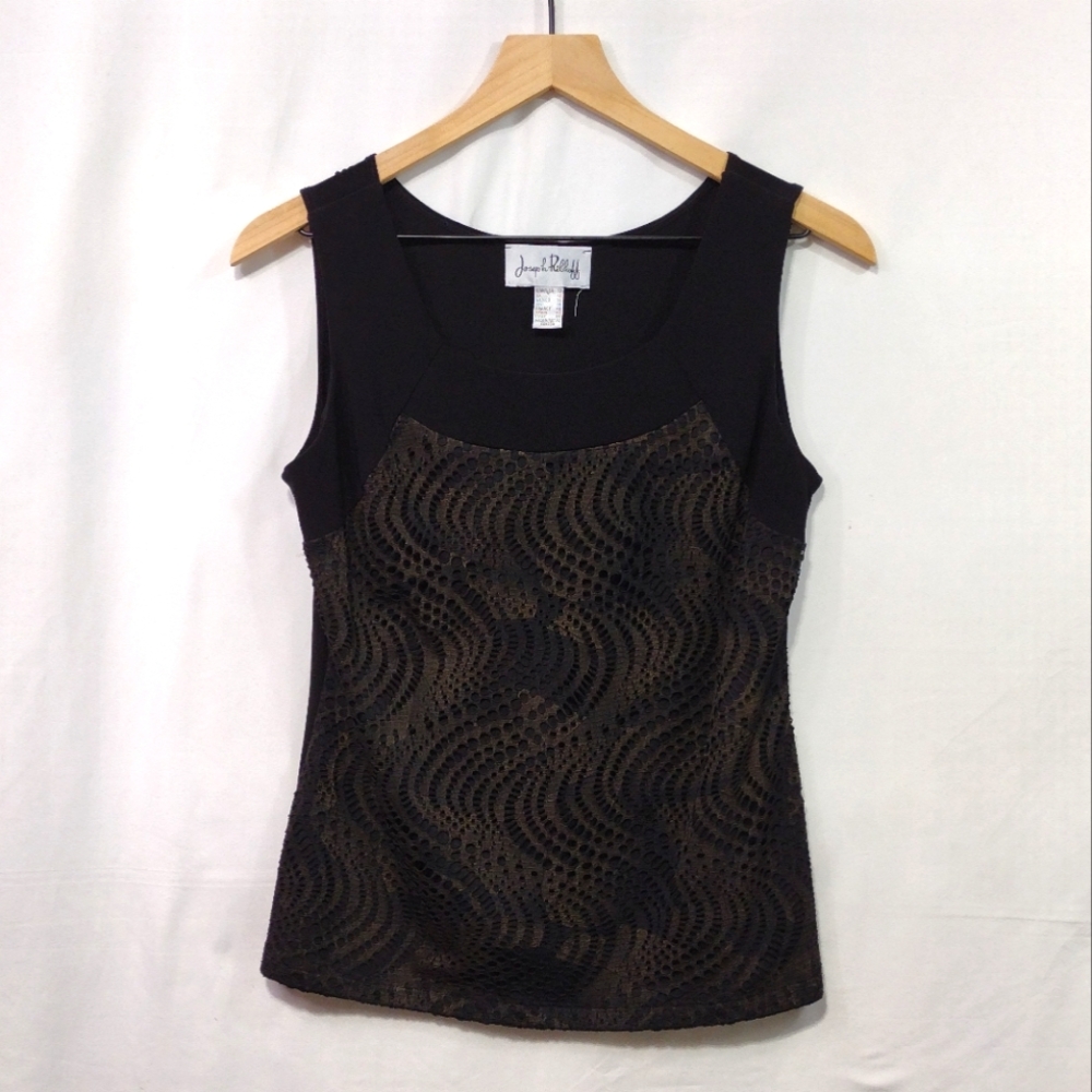 JOSEPH RIBKOFF Black Nude Cami Womens 10 Eyelet Office Career Business Casual